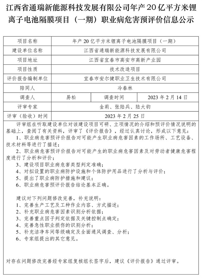 江西省通瑞新能源科技發(fā)展有限公司年產(chǎn)20億平方米鋰離子電池隔膜項(xiàng)目（一期）職業(yè)病危害預(yù)評價(jià)信息公示.jpg